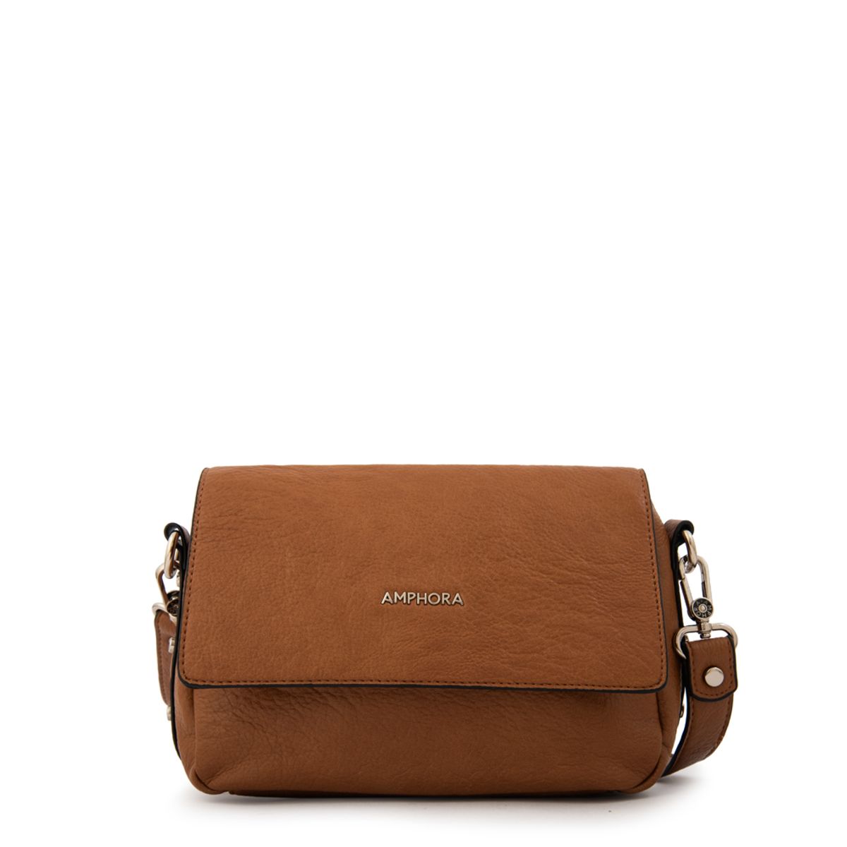 AMPHORA - Cartera Bandolera con tapa marlet pequeña café