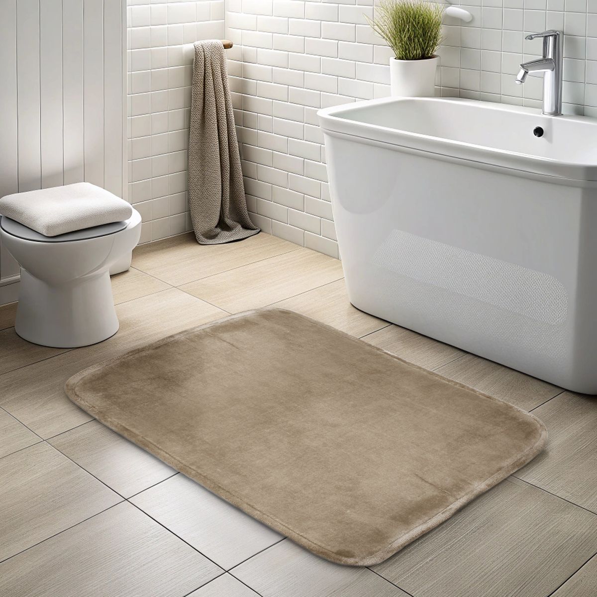 NAUTICA - Alfombra de Baño Nautica Home flannel 50x80cm absorbente Beige