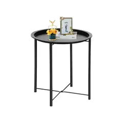 GENERICO - Mesa De Centro Redonda Metal Mesa Auxiliar Metalica Plegable