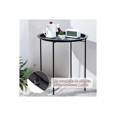Imagen 2 del producto Mesa De Centro Redonda Metal Mesa Auxiliar Metalica Plegable