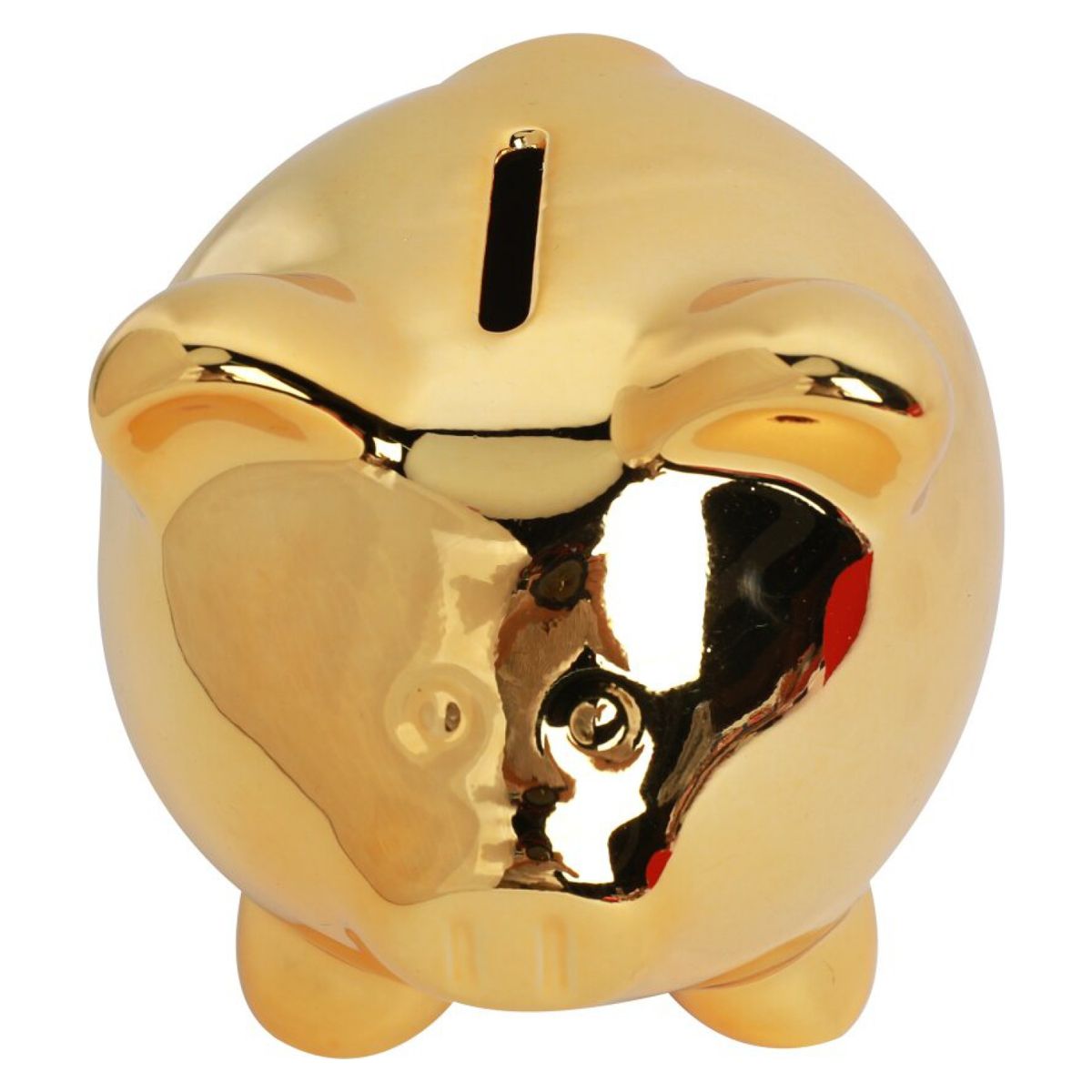 HOMEWELL - Alcancía Chancho Cerdito Dorada 12X10X10Cm