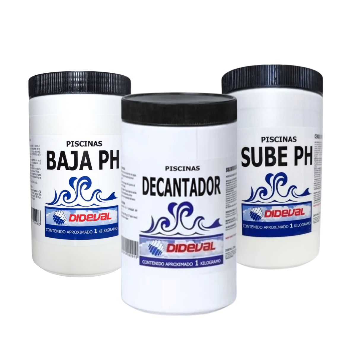 DIDEVAL - Kit Mantenimiento para Piscina Dideval Decantador + Sube pH + Baja pH