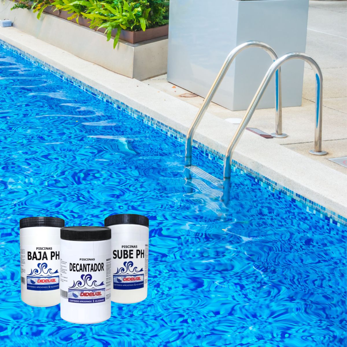 DIDEVAL - Kit Mantenimiento para Piscina Dideval Decantador + Sube pH + Baja pH