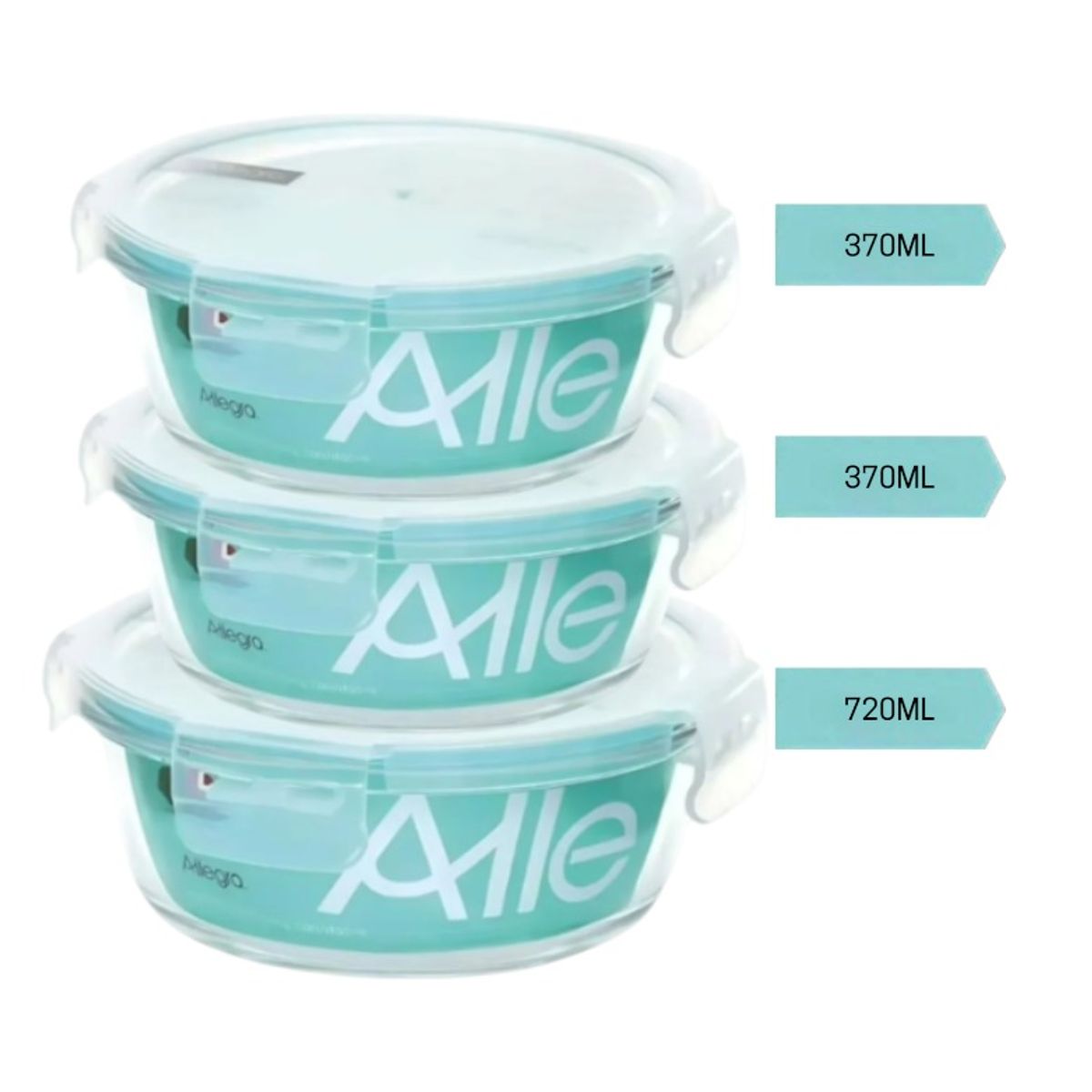 ALLEGRA - Pack 6 Herméticos Circulares Vidrio (2x720+4x320 ml)