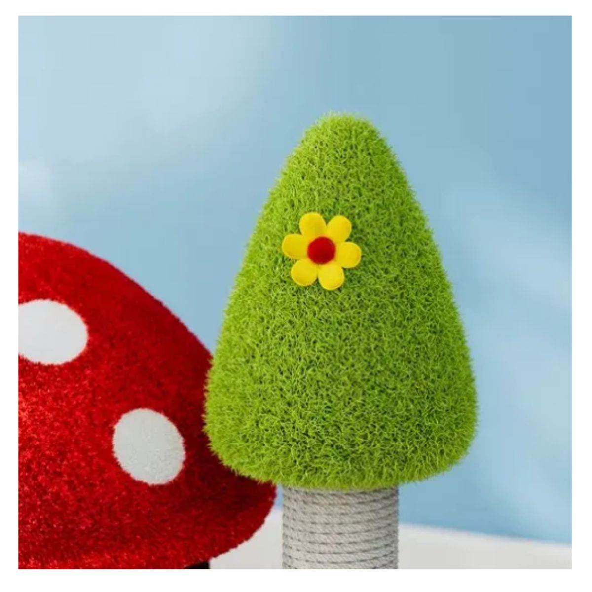 GENERICO - Casa Rascador Para Gato Diseño Hongo Con Poste Árbol