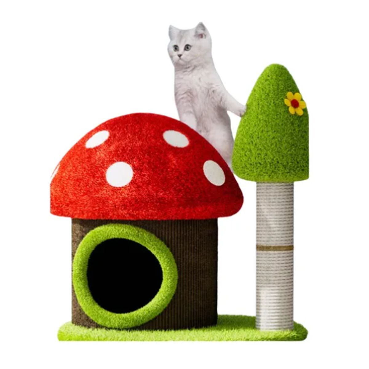 GENERICO - Casa Rascador Para Gato Diseño Hongo Con Poste Árbol