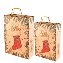 GENERICO - 24 Bolsas Navideñas Kraft Mediana y Chica + Cintas