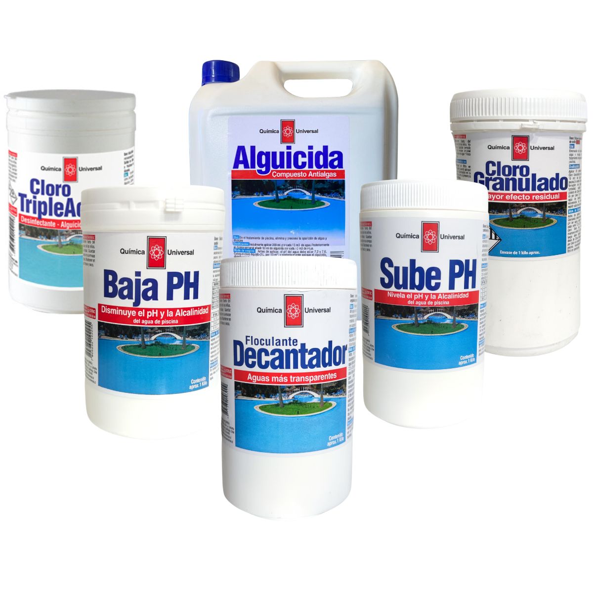 QUIMICA UNIVERSAL - Kit Mantenimiento Completo para Piscina Quimica Universal