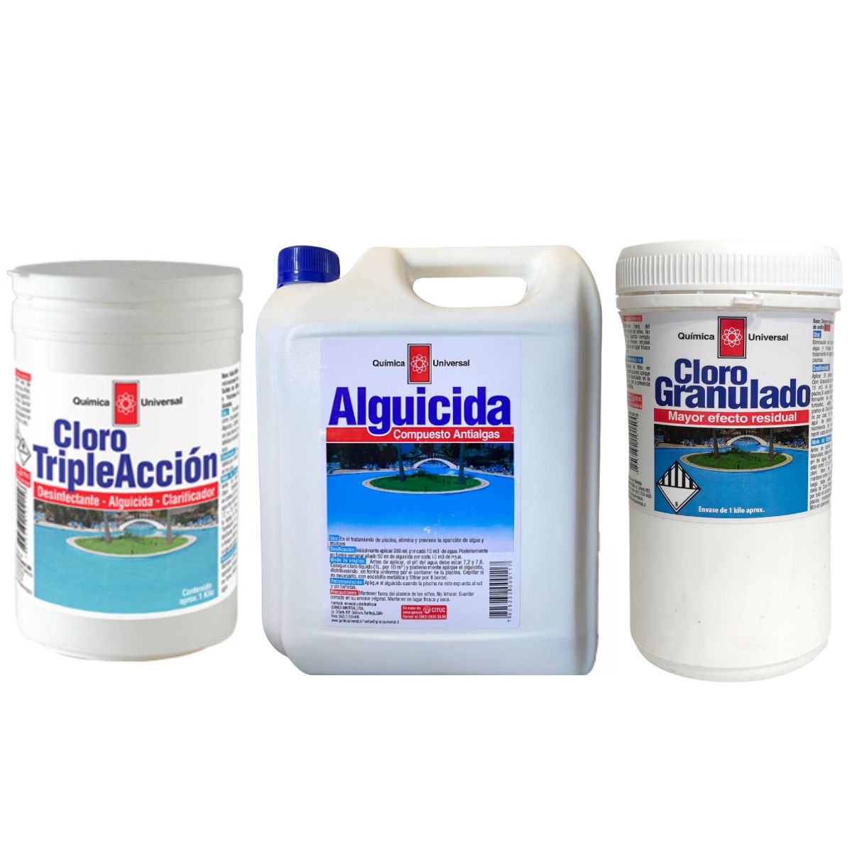 QUIMICA UNIVERSAL - Kit Mantenimiento Completo para Piscina Quimica Universal