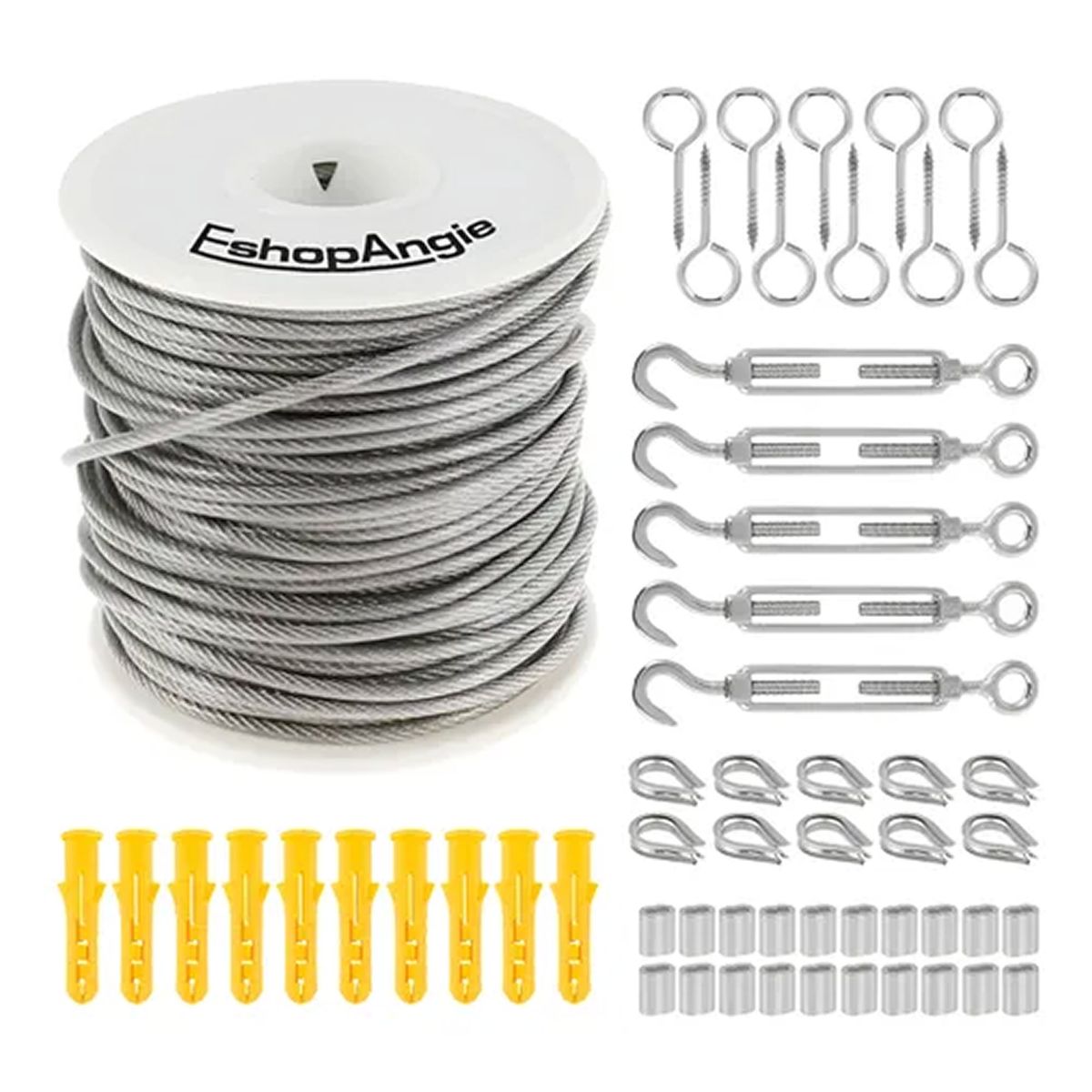 OFERTABKN - Kit De Cable Tensor De Acero De 30m Gancho Galvanizado