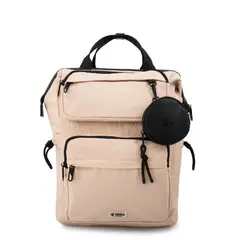 TRINUS - Mochila con colgante pilar grande beige