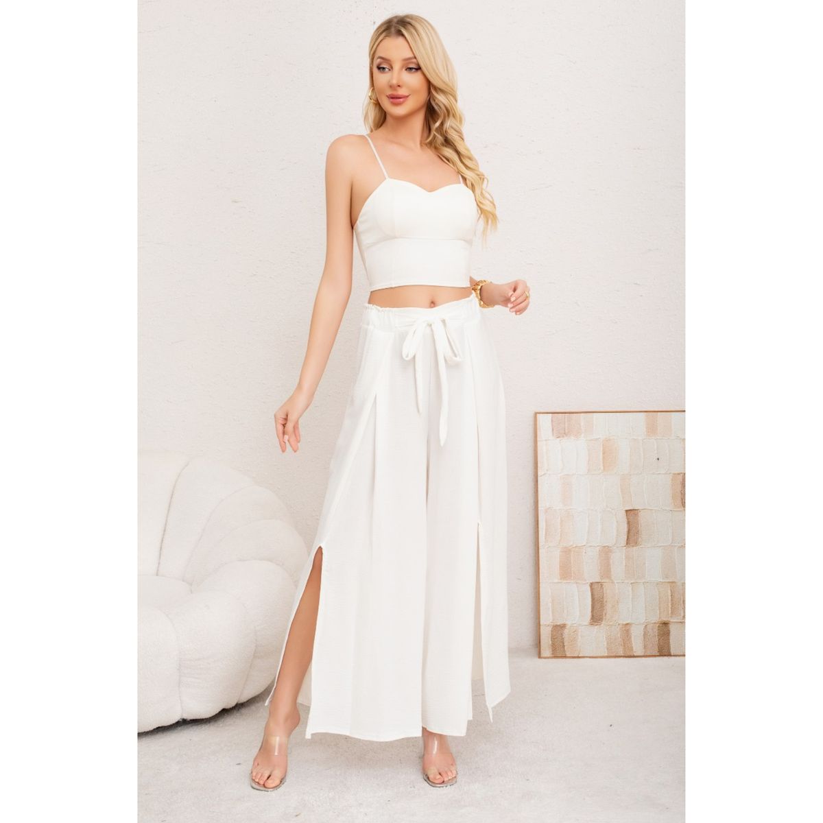 LOOK SHOP - Pantalón Palazzo Mujer Tipo Falda. Tela Lino Liviana 3005