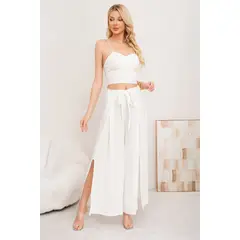 LOOK SHOP - Pantalón Palazzo Mujer Tipo Falda. Tela Lino Liviana 3005