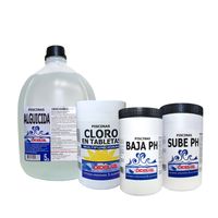 Kit Mantenimiento Piscina Balance y Desinfeccion Alguicida + Cloro Triple A + Sube pH + Baja pH