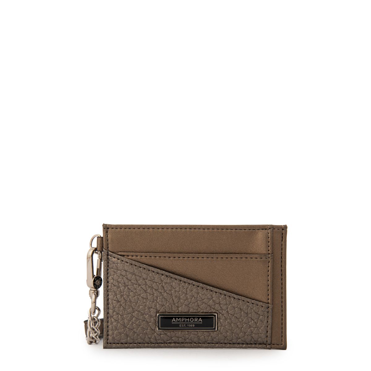 AMPHORA - Tarjetero con ventana daily pequeña plateado oscuro