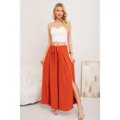 LOOK SHOP - Pantalón Palazzo Mujer Tipo Falda. Tela Lino Liviana 3005