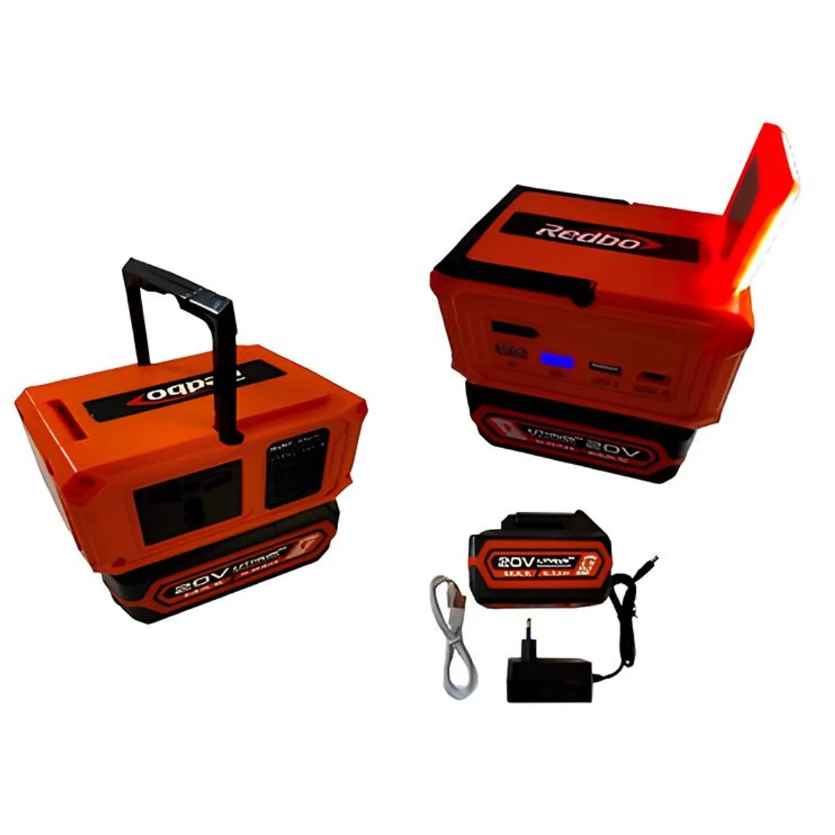 REDBO - Inversor de Corriente Portátil Redbo RB-INCO150 20V (150W, USB + Tipo-C + 220V)