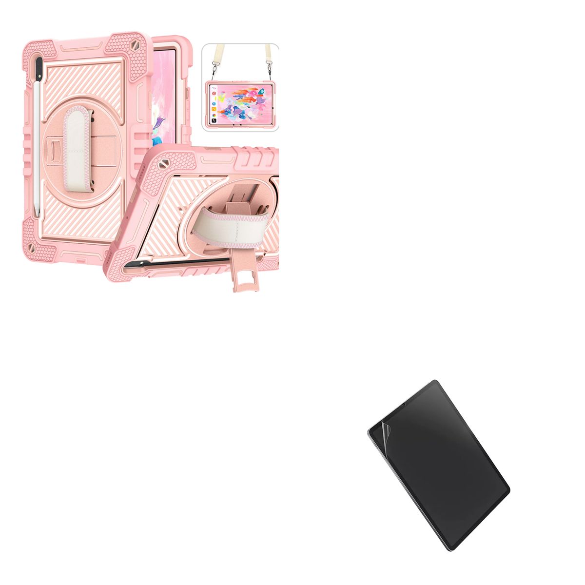 JOIGO - Funda Armadura 360 Lamina Matte Para Samsung Tab S10 Fe Rosado