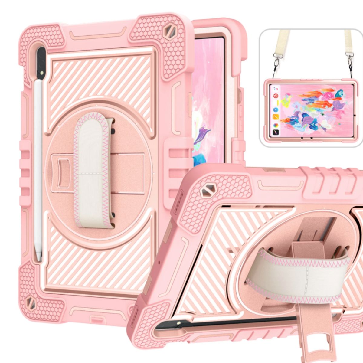 JOIGO - Funda Armadura 360 Lamina Matte Para Samsung Tab S10 Fe Rosado