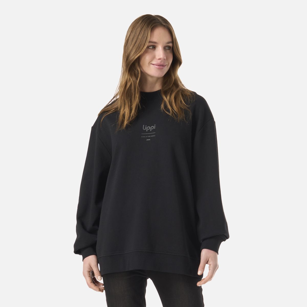LIPPI - Polerón Mujer Ulmo Mid Point Crewneck Sweatshirt Negro Lippi