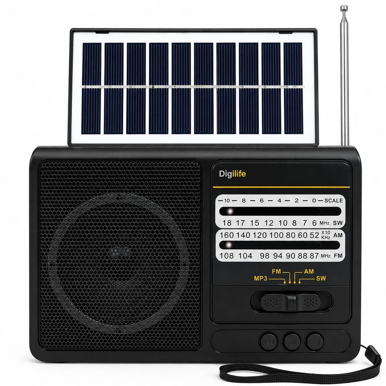 Radio Solar Recargable Multibanda AM/FM/ SW/MP3/SD/ Linterna