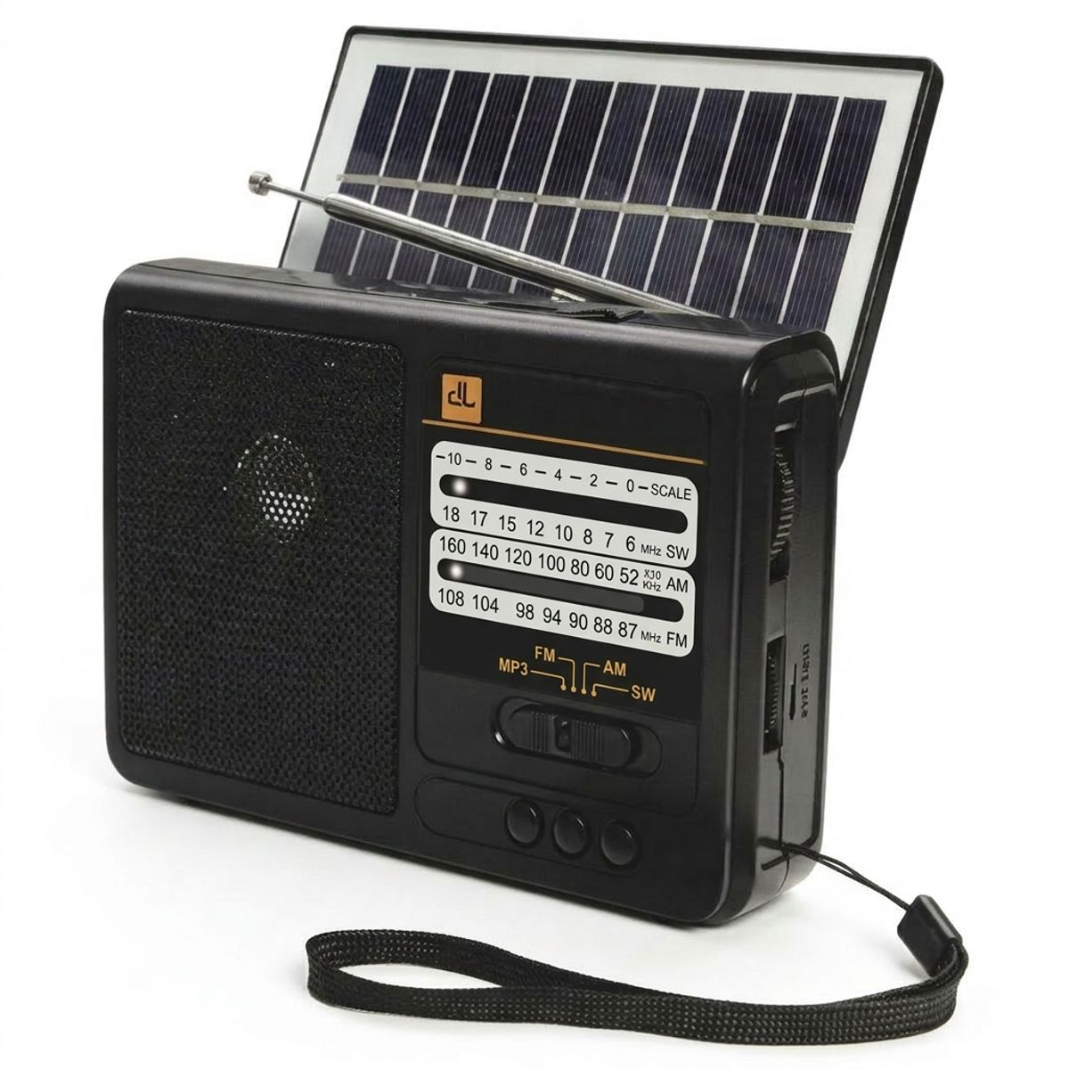 Digilife - Radio Solar Recargable Multibanda AM/FM/ SW/MP3/SD/ Linterna