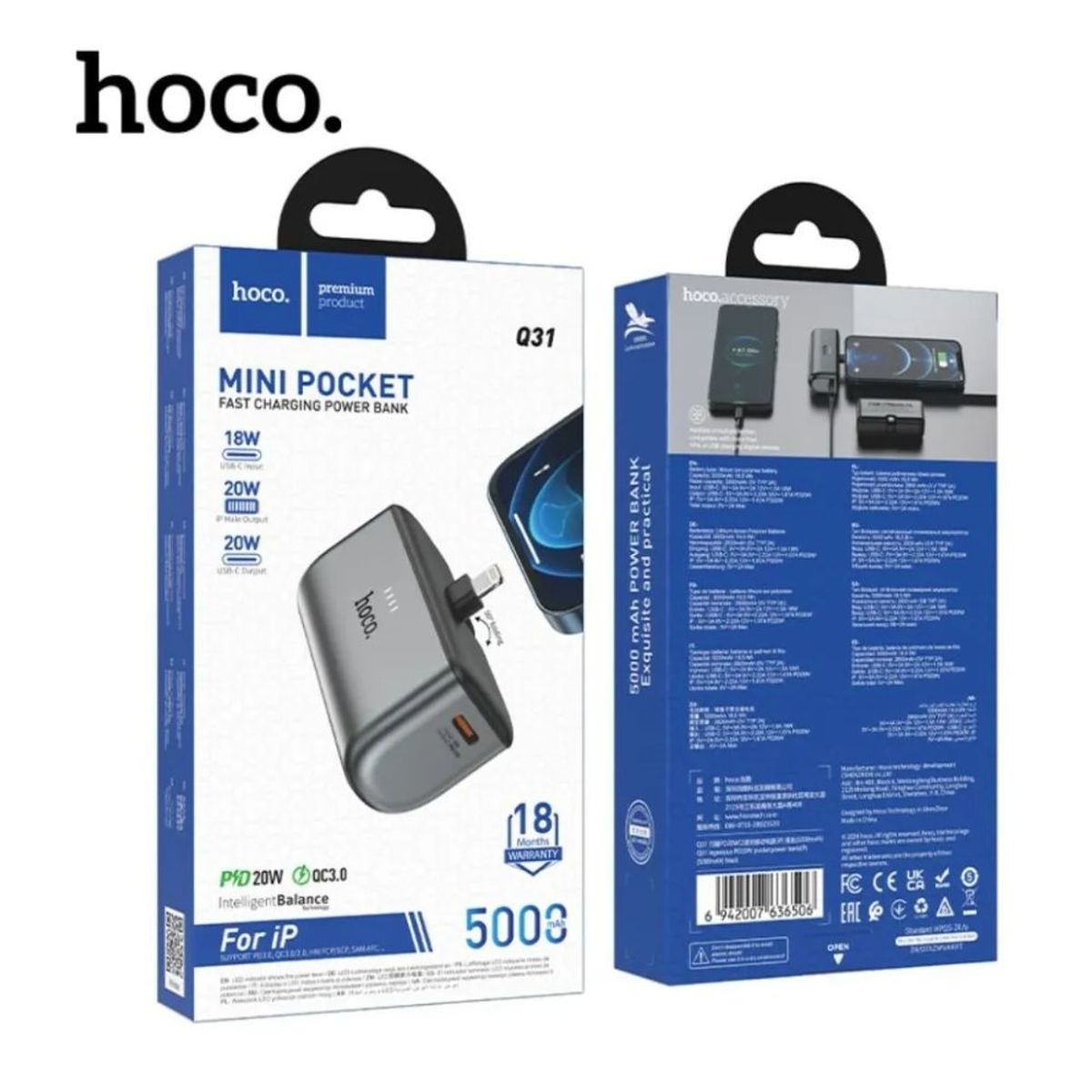 HOCO - Batería Externa Portatil 5000mah Para iPhone Lightning