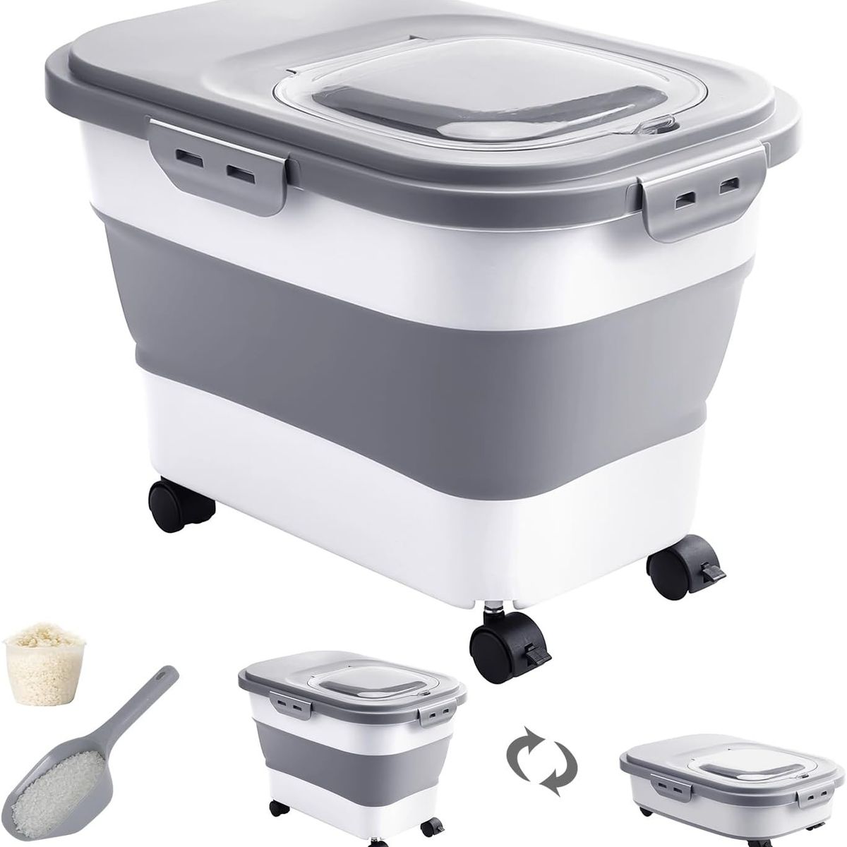 EVERSO - Juego De Recipientes Herméticos Para Alimentos Con Ruedas Gris