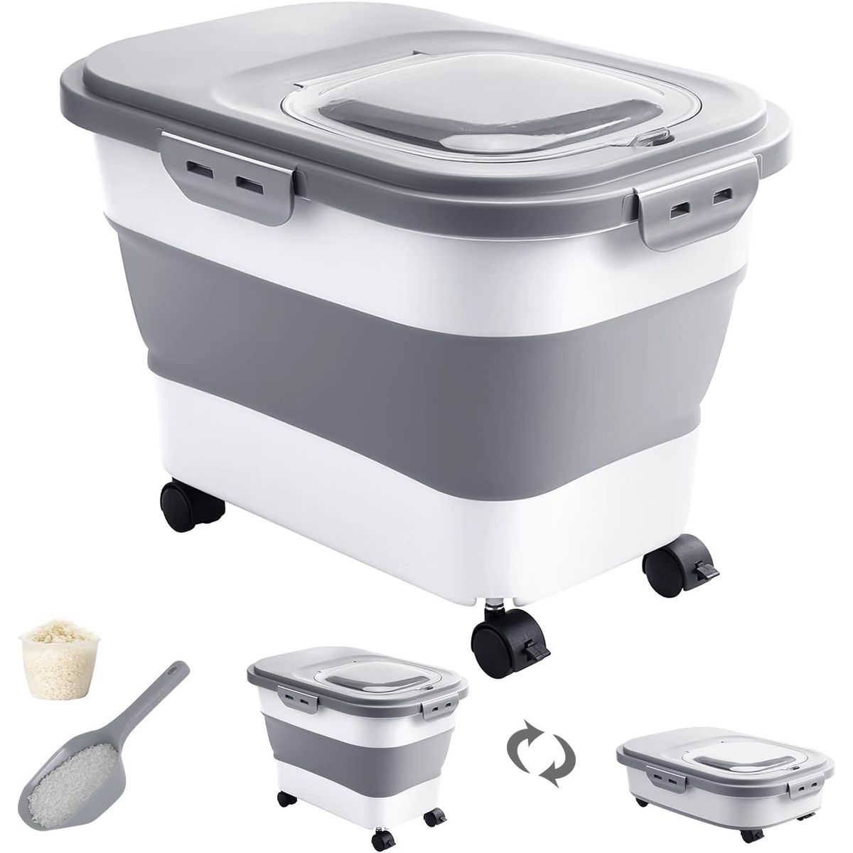 EVERSO - Juego De Recipientes Herméticos Para Alimentos Con Ruedas Gris