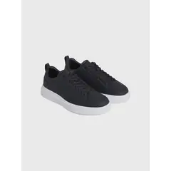 CALVIN KLEIN - Zapatillas de Cuero Low Top Lace Up Negro