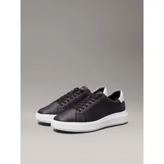 CALVIN KLEIN - Zapatillas de Cuero Low Top Lace Negro