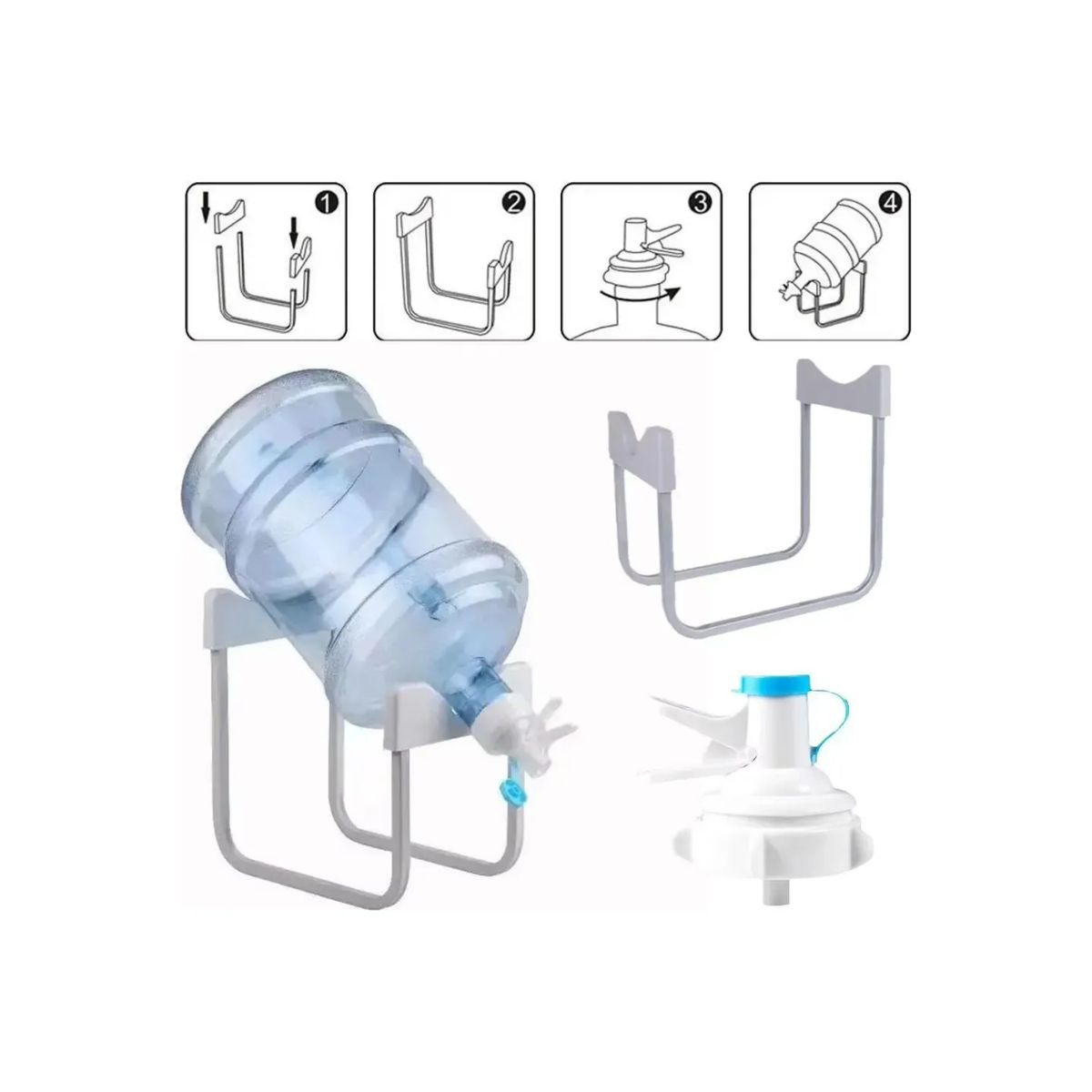 GENERICO - Soporte Dispensador Rack Para 1 Bidon De Agua + Boquilla