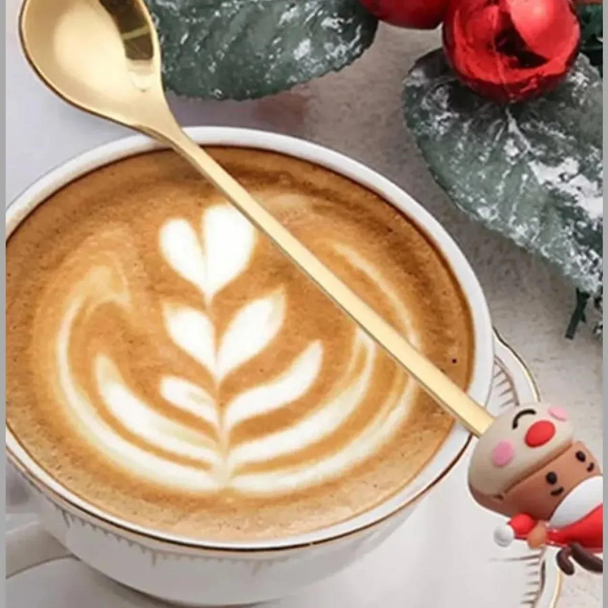 WAKESHOME - 2 Cubiertos Navideños Cuchara Y Tenedor Para Decoración Mesa