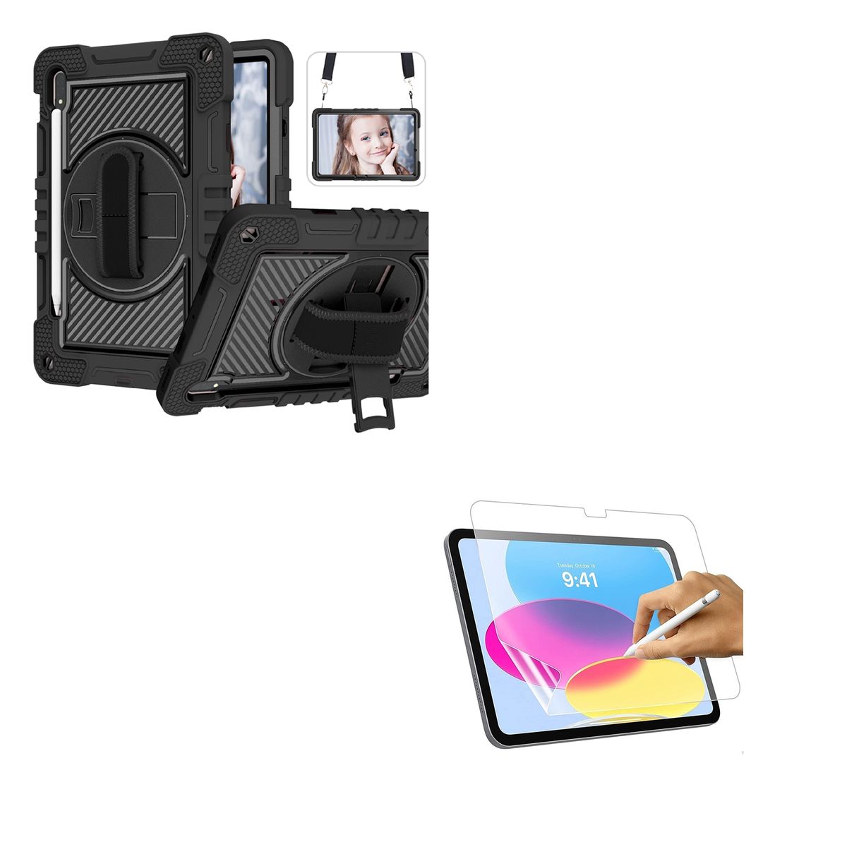 JOIGO - Funda Armadura 360 Lamina Clear Para Samsung Tab S10 Fe Negro