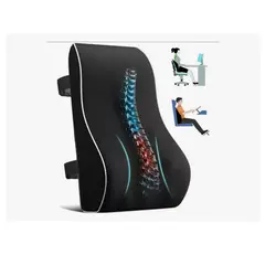 GENERICO - Cojin Soporte Espalda Corrector Lumbar De Silla Auto Oficina Color Negro