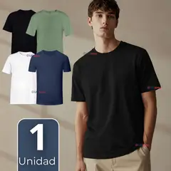 UTILISIMO - Camiseta Polera 100% Bambú Básica Lisa Elástica Hombre Colores Surtidos