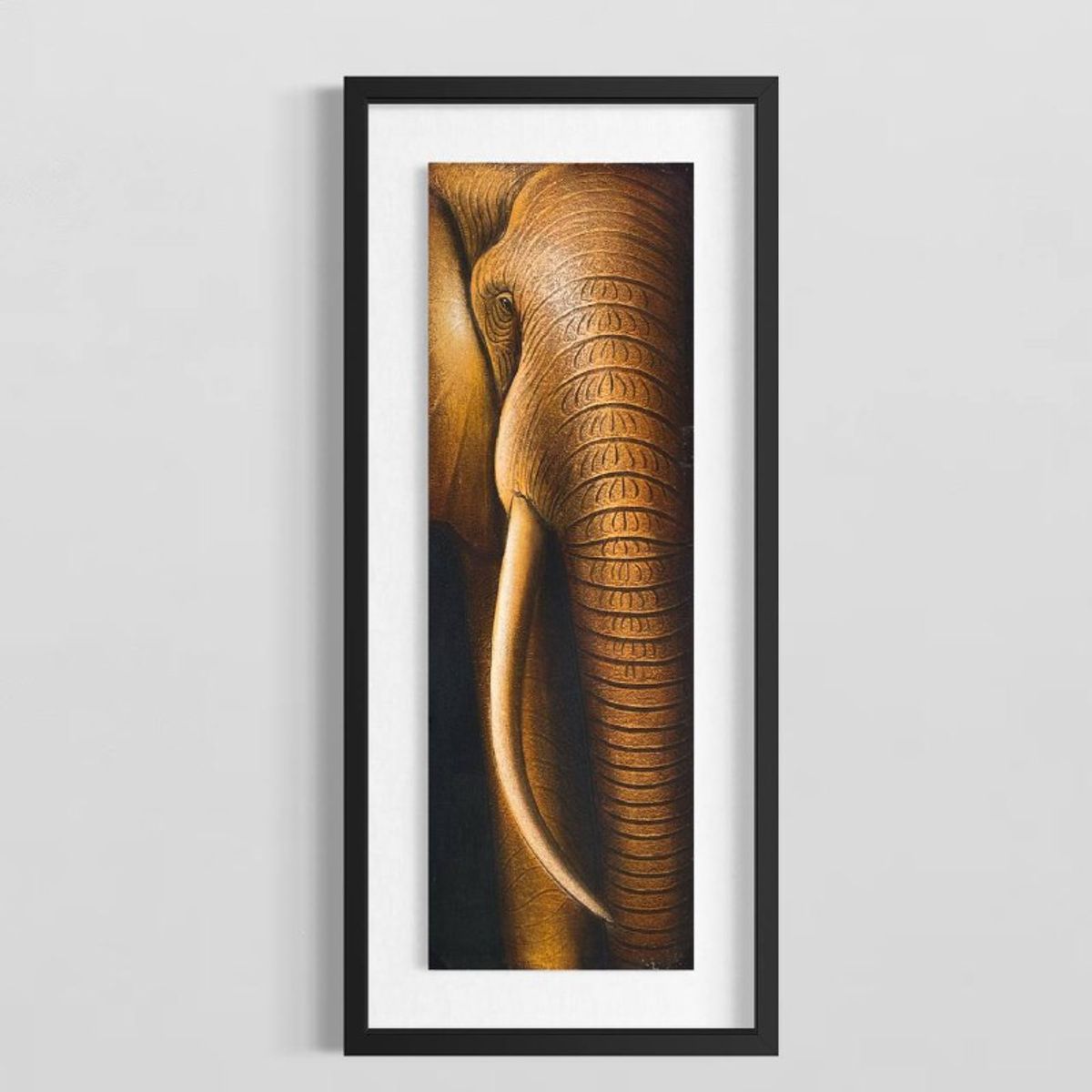 DEKAM DISEÑO - Cuadro cara de elefantes Dorado Pintado 146x66 cms