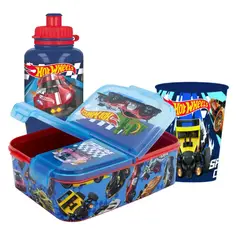 HOT WHEELS - Set Botella + Vaso + Porta Sandwich