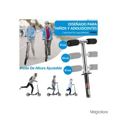 GENERICO - Scooter Monopatin Metalico Plegable 2 Ruedas 200mm Color Negro
