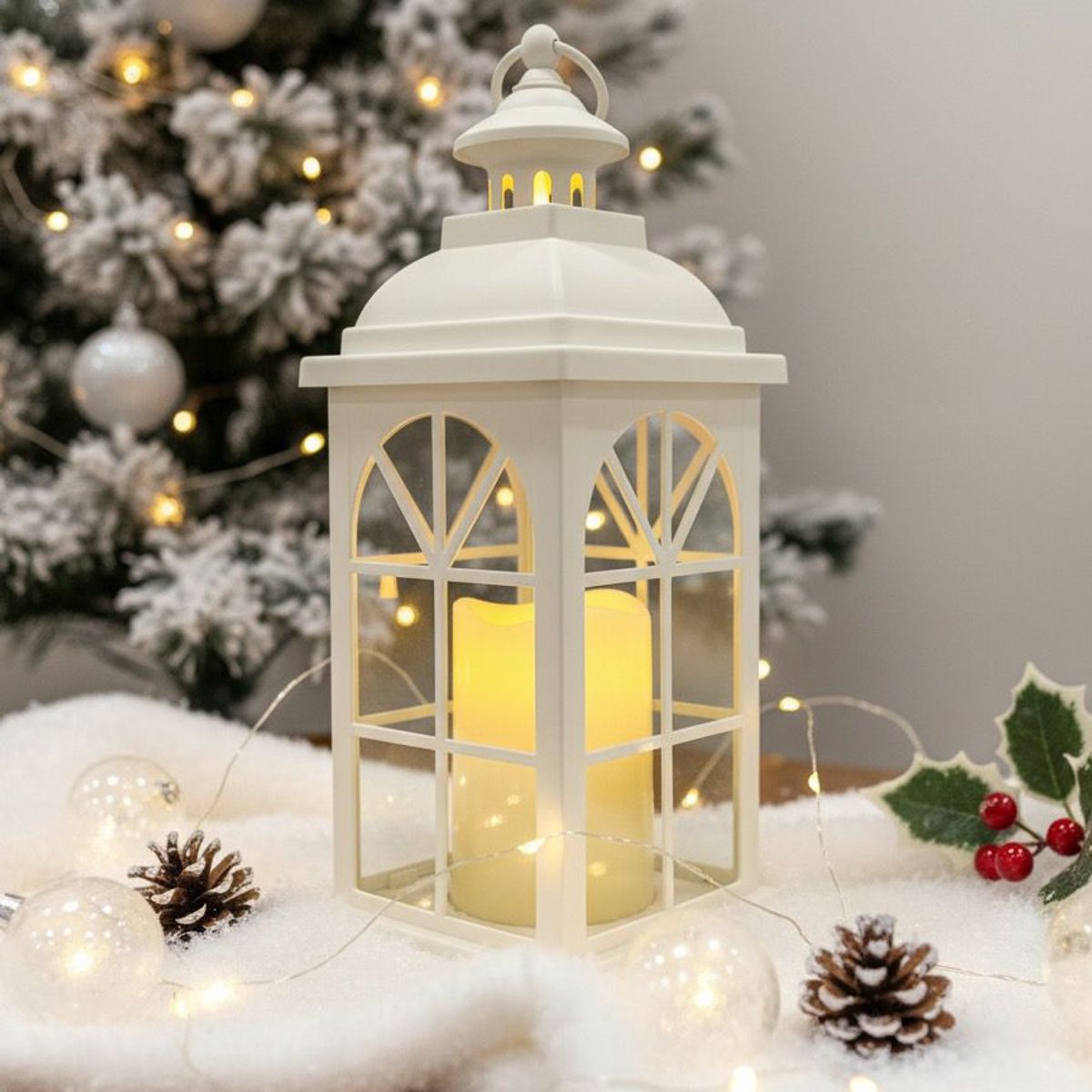 WAKESHOME - Lampara Candelabro y vela Led Decorativo Con acrílico Adorno Navidad