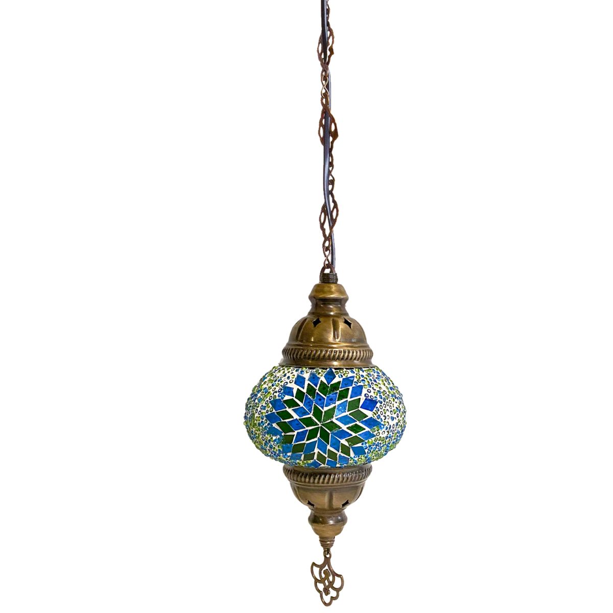TURKUAZ - Lámpara turca colgante S hajima turquesa + ampolleta