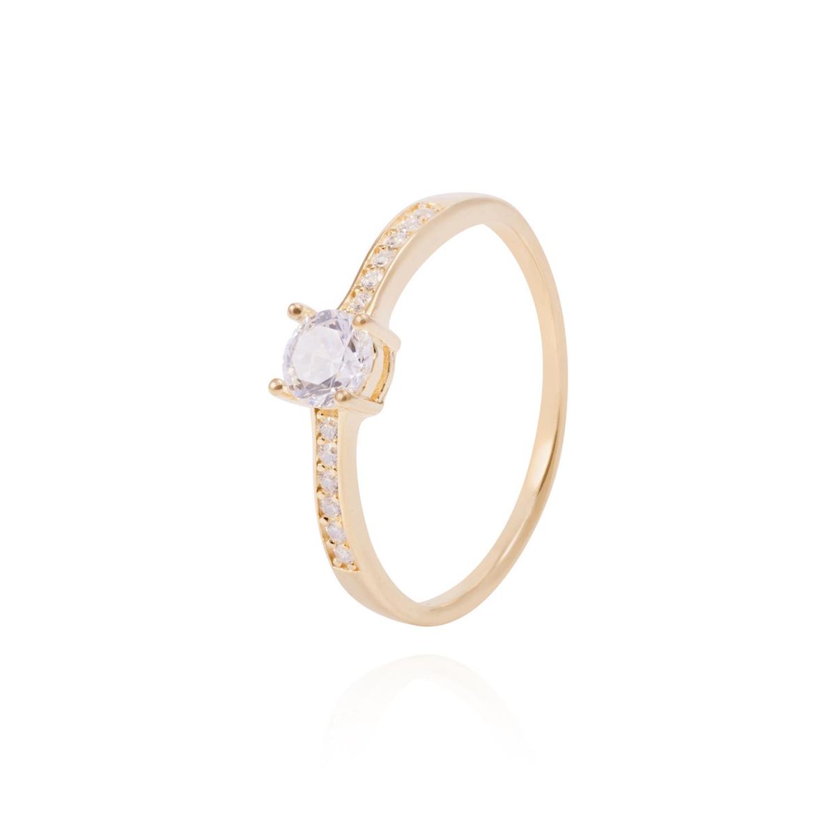 JB JOYAS BARON - Anillo de Plata Esterlina Solitario-Revestido en Oro de 18kt