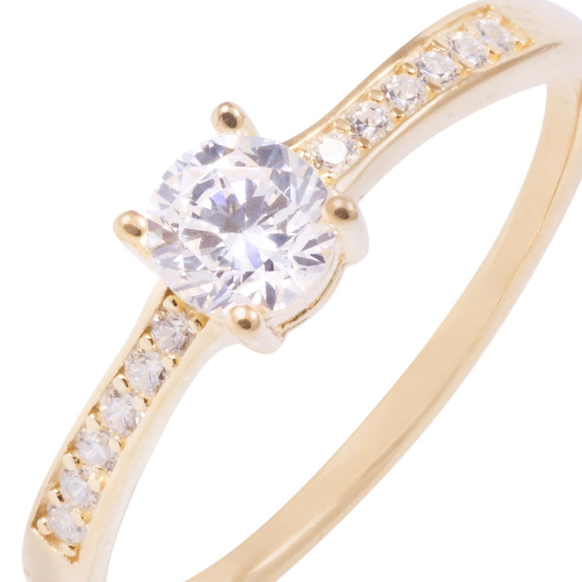 JB JOYAS BARON - Anillo de Plata Esterlina Solitario-Revestido en Oro de 18kt