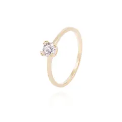 JB JOYAS BARON - Anillo Revestido en Oro 18kt Solitario con Grifas Circon