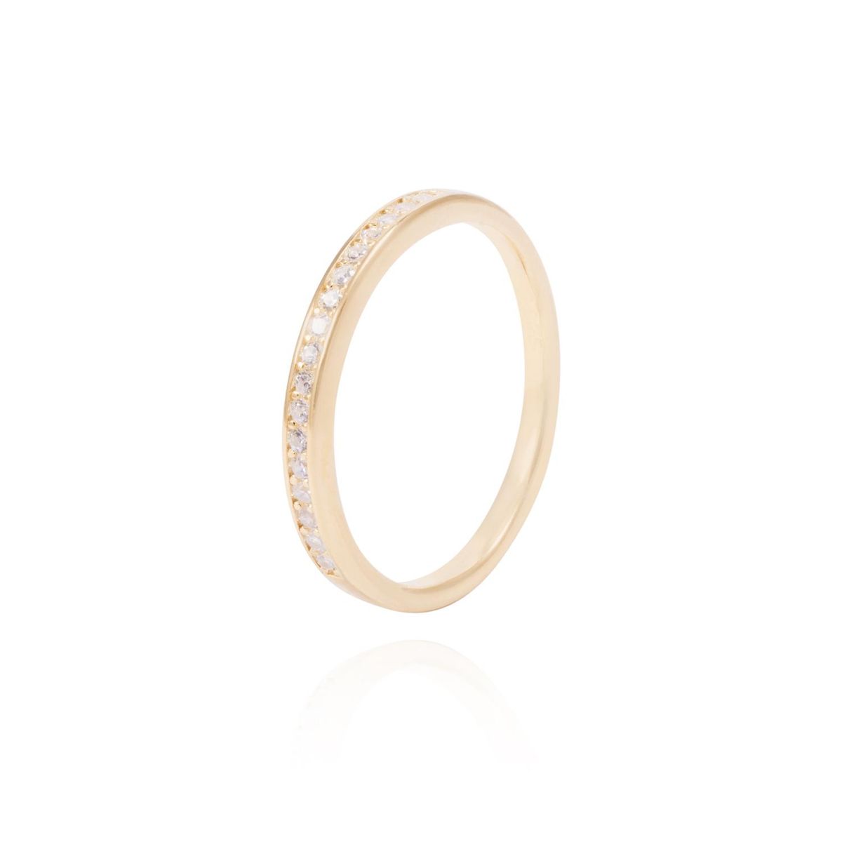 JB JOYAS BARON - Anillo Revestido en Oro 18kt Medio Cintillo Con Circonita