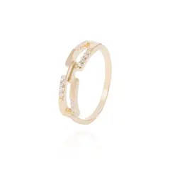 JB JOYAS BARON - Anillo Revestido en Oro 18kt Eslabones con Circonita