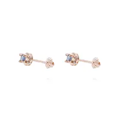 JB JOYAS BARON - Aros Oro Miel 18kt Chaton Agua Marina 3mm