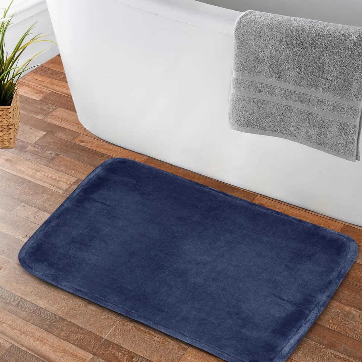 NAUTICA - Alfombra de Baño Nautica Home flannel 40x60cm antideslizante azul marino