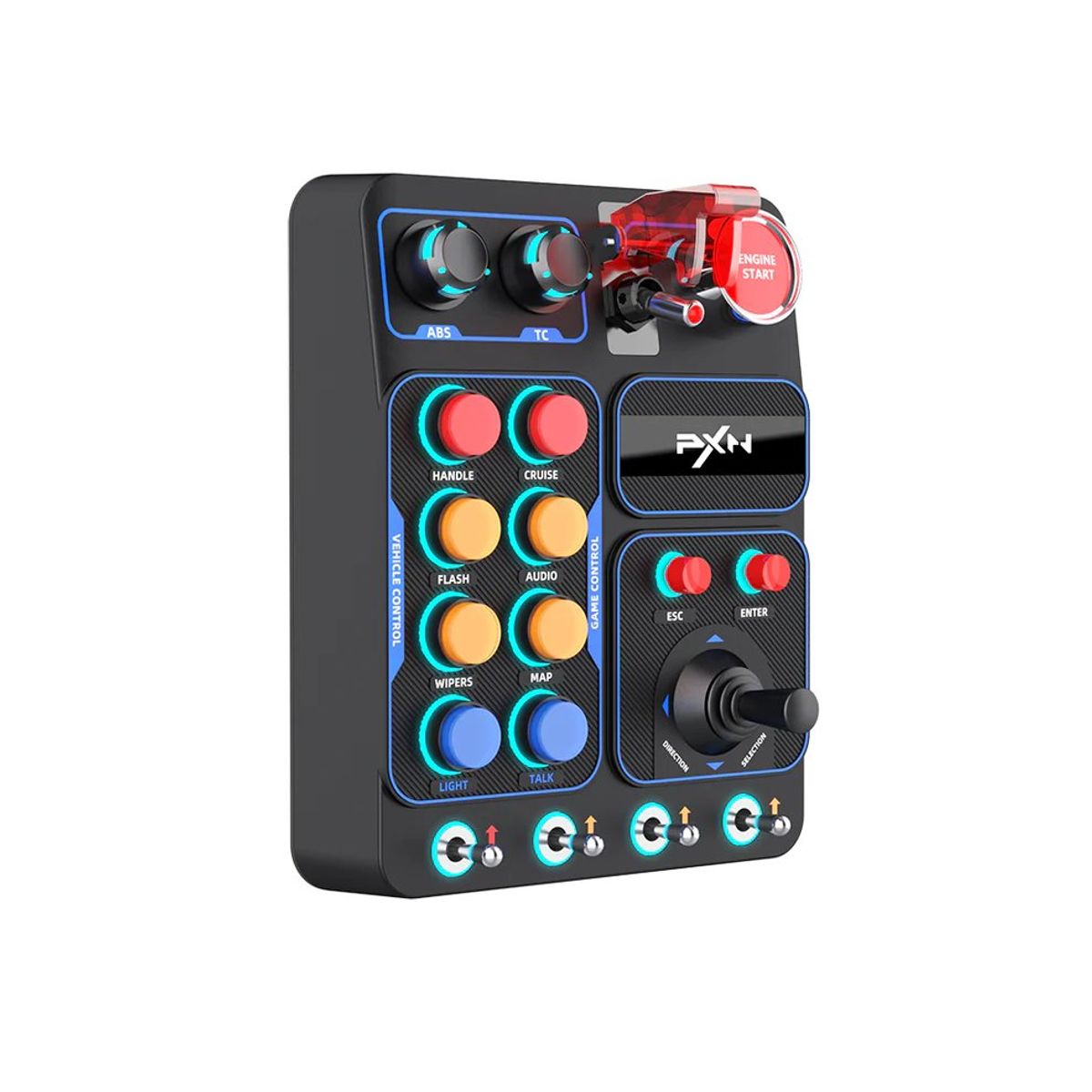 PXN - Botonera para Simuladores PXN CB1, 30 Botones Programables, RGB, USB, Negro