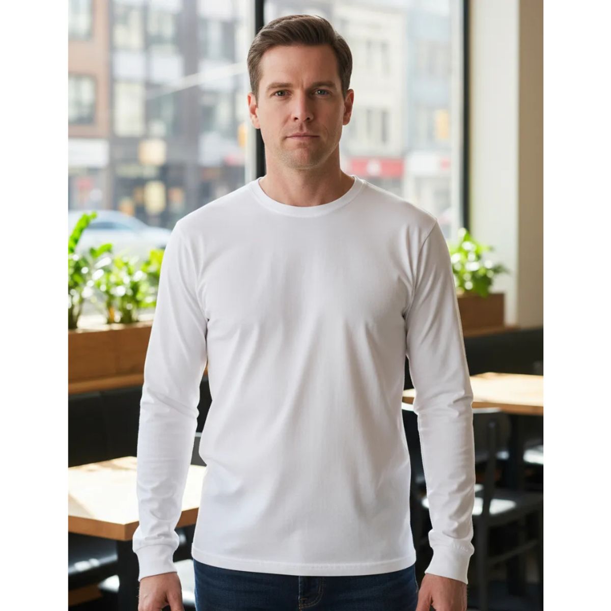 T-WORLD - Polera Algodón Cuello Redondo Manga Larga